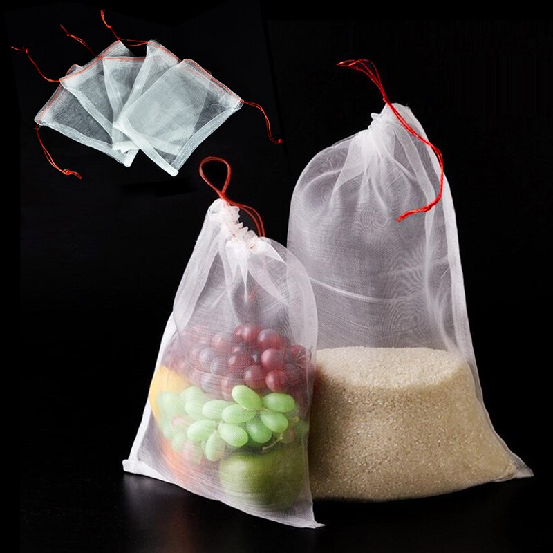 Drawstring Reusable Protection Bag For Seeds Soaking Germination Fruit Mesh Bags Garden Vegetables Nylon