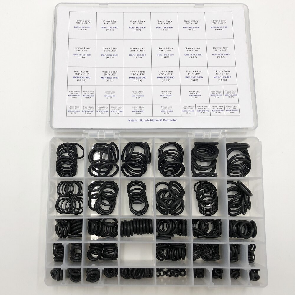 500pcs O-Ring Kit european Metric size Buna 90 nbr90 O-Ring Assortment