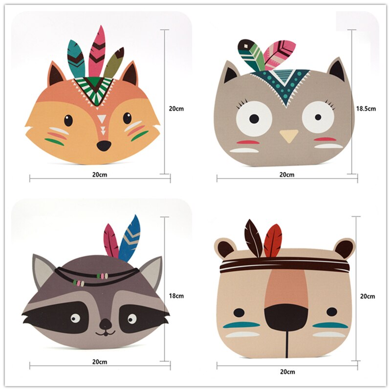 Wooden Nordic Shelves Wall Stickers Indian Style Animal Head Sculpture Baby Room Accessories Cartoon Wood Wall Shelf Child Room