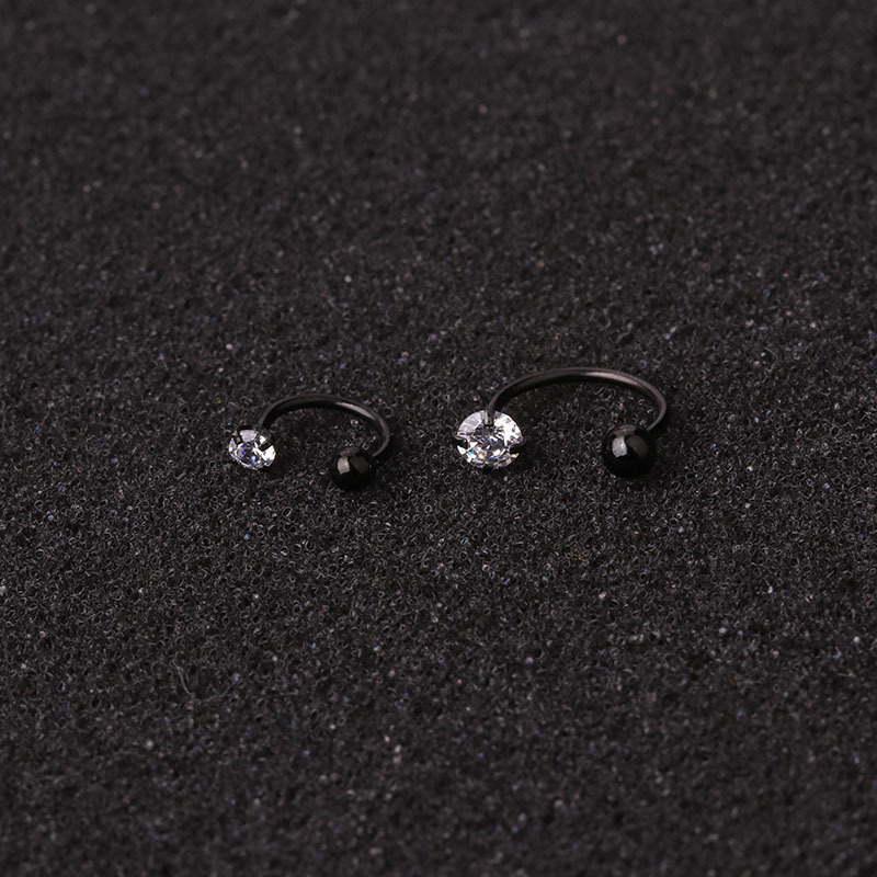 Arete de acero inoxidable con forma de hélice para la nariz, pendiente de 20G, 6-10mm, para Piercing de oreja, para el lóbulo, Tragus, cartílago, 2 unidades: Negro / Color amarillo dorado claro