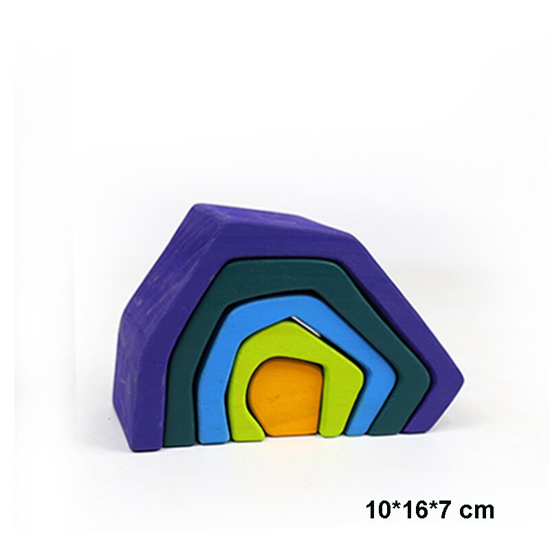 Arcobaleno Blocchi di Costruzione di Giocattoli In Legno per Bambini Creativo Stacker Montessori Educativi Giocattoli per I Bambini Regali Ideali: stone