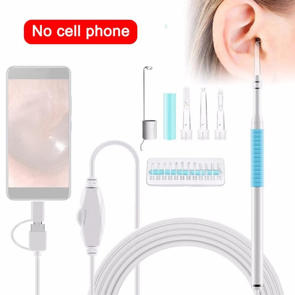 Otoscopio 3 en 1 con USB, endoscopio para oreja, cámara de vídeo, cera de los oídos, cuchara limpia, soporte para Android, PC, tipo C, conexión Micro USB