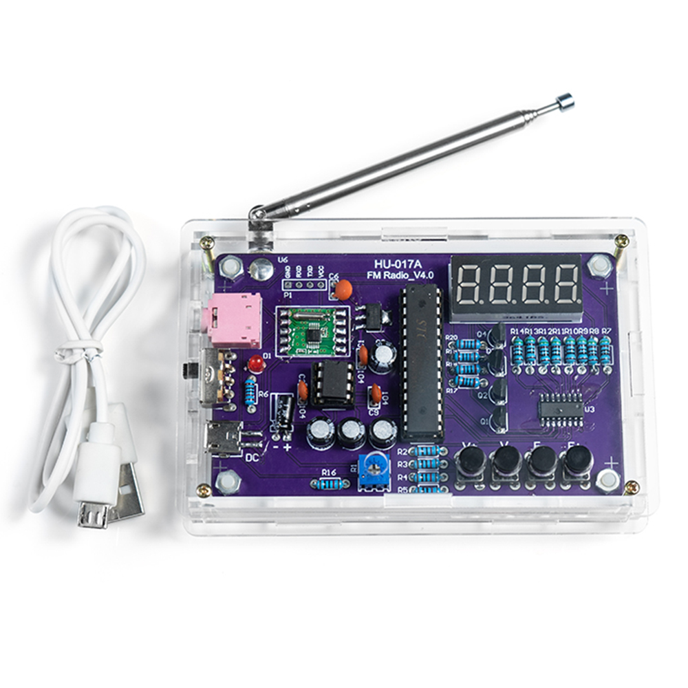 Zestaw HU-017A RDA5807S Zestaw do nauki części elektronicznych FM do samodzielnego wykonania 87-108MHz z/bez zestawu obudowy do części składowej elektronicznej