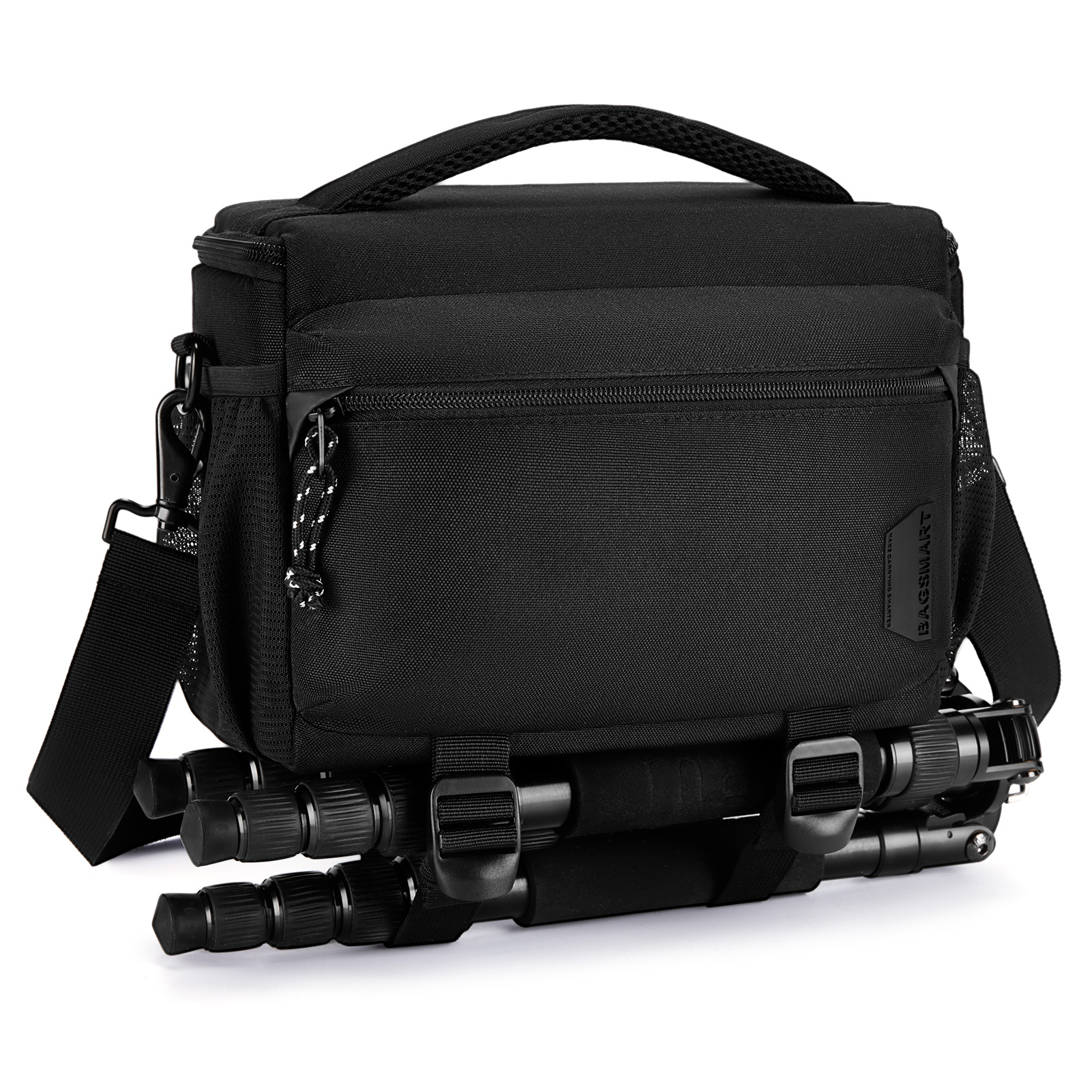 BAGSMART-Sac pour appareil photo avec support trépied, sacs initiés à la prolifération compacte pour DSLR SLR, étui à bandoulière étanche pour appareils photo: Black