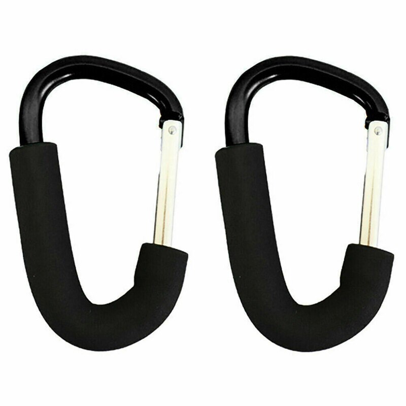 2PCS Baby Kinderwagen Kinderwagen Clip Haken Große Buggy Clips Kinderwagen Karabiner Windel Aufhänger für die Durchführung Einkaufstasche: Black
