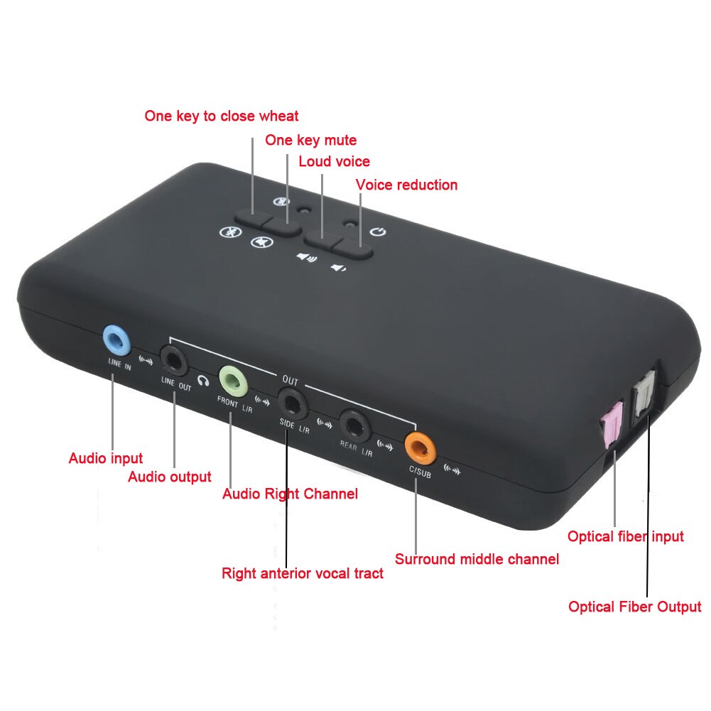 External Audio Recording Sound Card Playback Interface USB Surround Sound Optical Fiber Dynamic 7.1 Channel Stereo 3D Digital