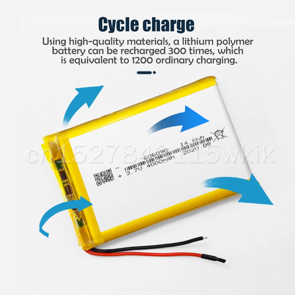 606090 3.7V 4000mAh Rechargeable Li-ion Lithium Polymer Battery For GPS PSP DVD Power Bank Tablet PC Reading Machine LED Lights