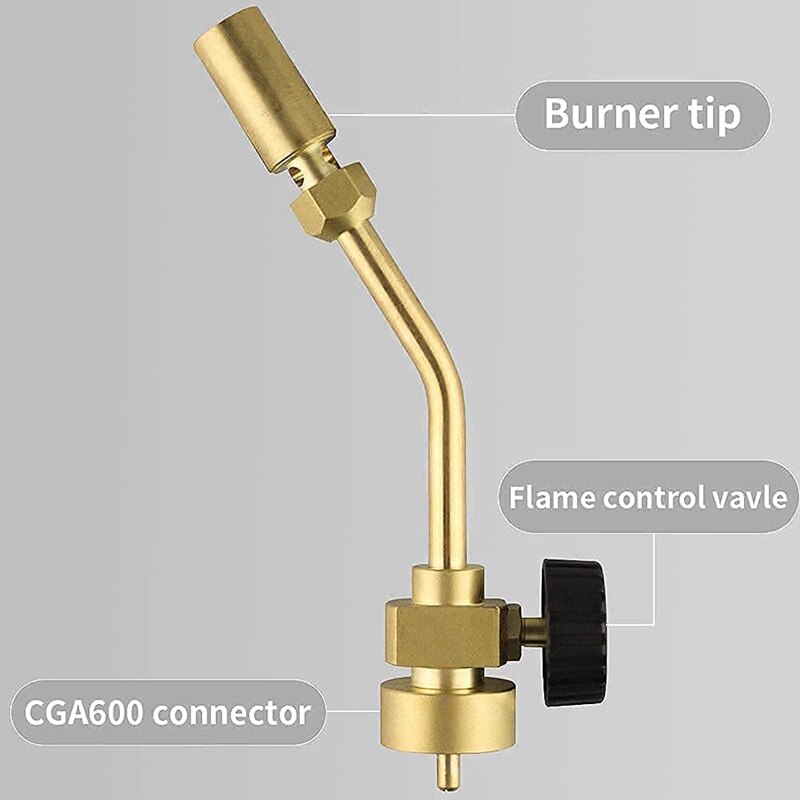 Brass Pencil Flame Propane Flashlight Head Nozzle Gas Welding Flashlight, Fuel MAPP MAP Pro Propane CGA600 Cylinder