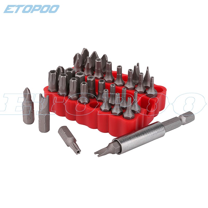 33pcs/lot Security Bit Set with Magnetic Extension Bit Holder Tamper Proof Torq Torx Hex Star Screwdriver Bits Set: Default Title