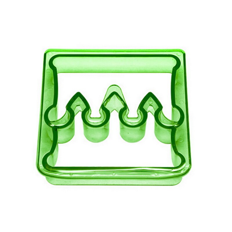 Kindersandwichmesset, roestvrijstalen mal in de vorm van een dinosaurusster in de vorm van een hart, mal voor het maken van cartoons, kunststof snijmal: Kroongroen