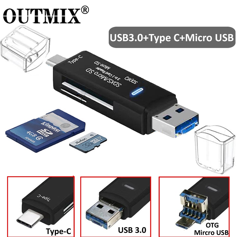 Usb 3.0 hub sd-kaartlezer micro usb type c-kaartlezer lector sd-geheugenkaartlezer voor micro sd tf usb type c otg-kaartlezers