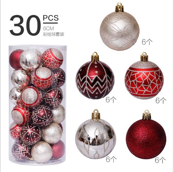 30 stk juletræslegetøj 6cm dekorationer kuglepynt xmas fest hængende kugle ornamenter dekorationer til hjemmet år navidad: B