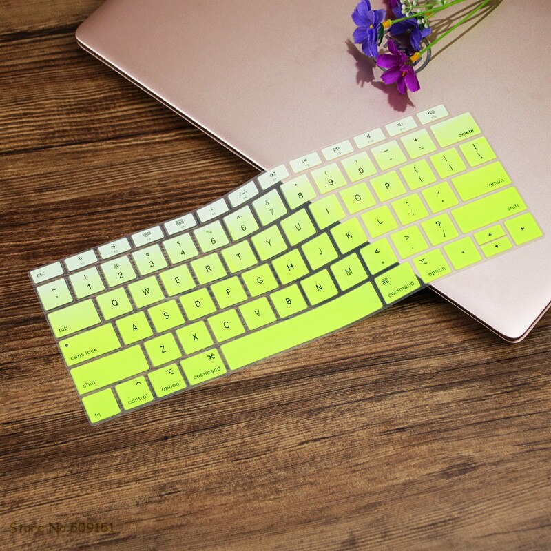 Angielski US Teclado klawiatura Protector pokrywa ochronna skóra dla nowego Apple MacBook Air 13 13.3 cala A1932 2019 2018 Touch ID: gradual green