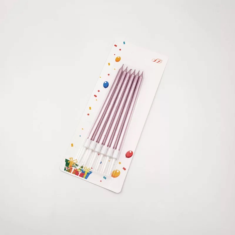 Velas metálicas doradas para pastel, lote de 6 unidades de velas seguras para niños, vela para de cumpleaños, pastel de bodas, suministros para decoración del hogar: Rosa