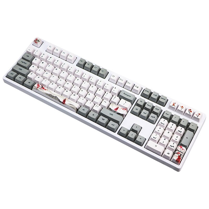 113 Keys PBT Keycap 5 Sides Dye-Sublimation Cherry Profile Key Cap Mechanical Keyboard Keycap Set Wangjiang Plum Blossom