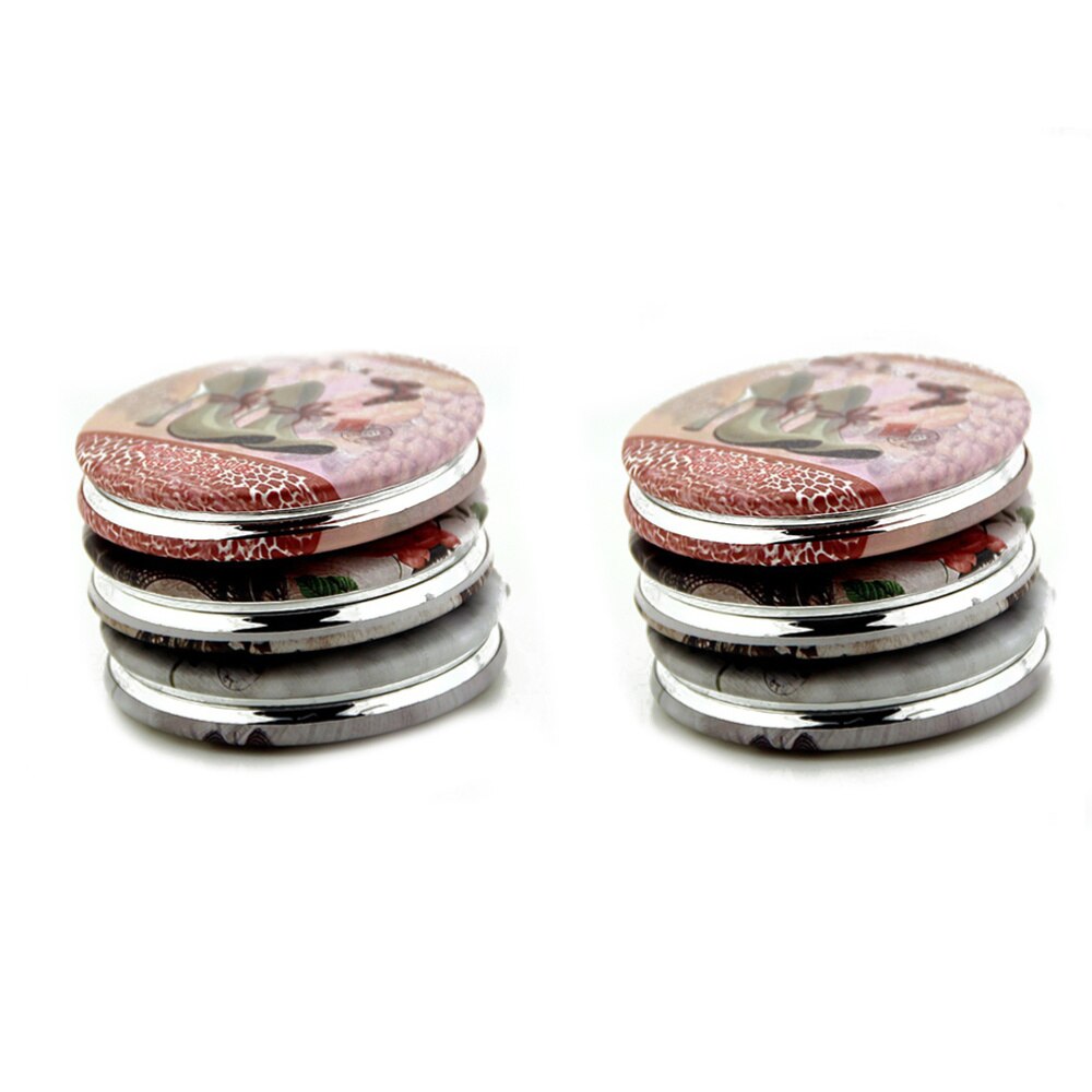 Damskie lustro przenośne lustro robić makijażu składane opatrunek z jednostronnym nadrukiem okrągłe małe lusterko podróżne robić makijażu (dwustronne Prin