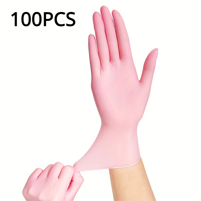 100/50/20PCS Light Pink Disposable Nitrile Gloves Waterproof Anti-static Durable Light Pink Gloves For Kitchen Cooking Tools: M / Pink