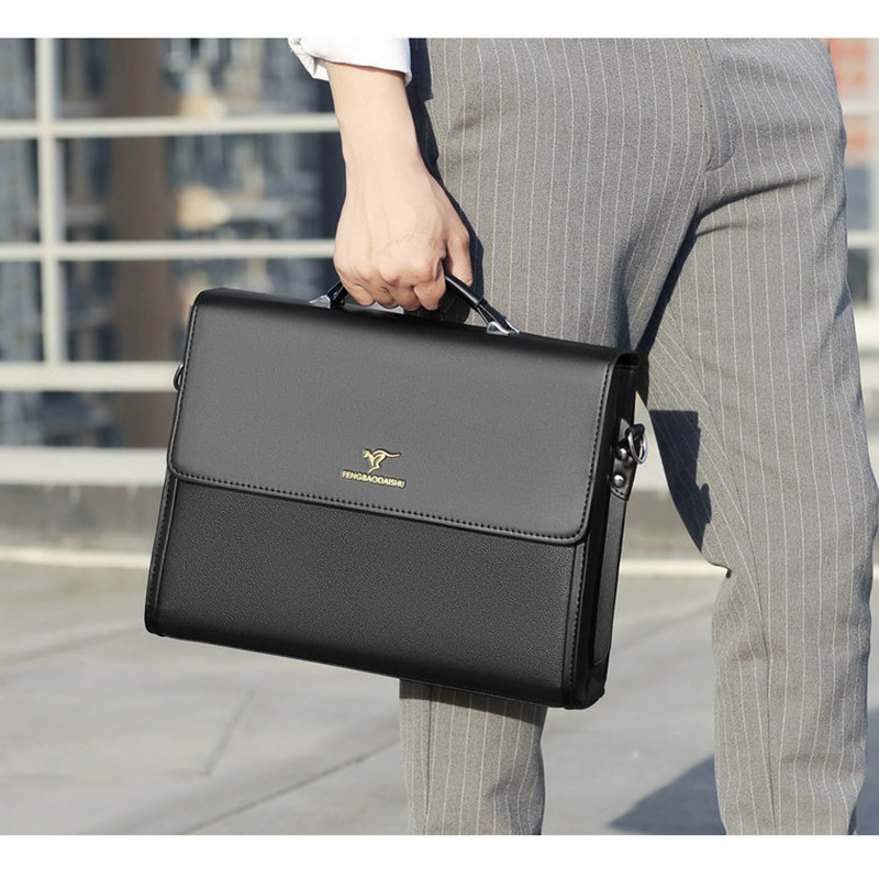 Luksusowa męska teczka projektant praca Business Casual Tote o dużej pojemności torebka ze skóry PU na ramię prawnica 14-calowa torba na laptopa