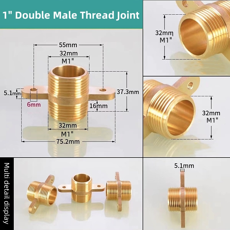 1/4 3/8 1/2 3/4 1 Inch Brass Water Pipe Accessories Copper Male/Female Thread Flange fixed Ear Joint Drinking Fountain Connector: black / 1''