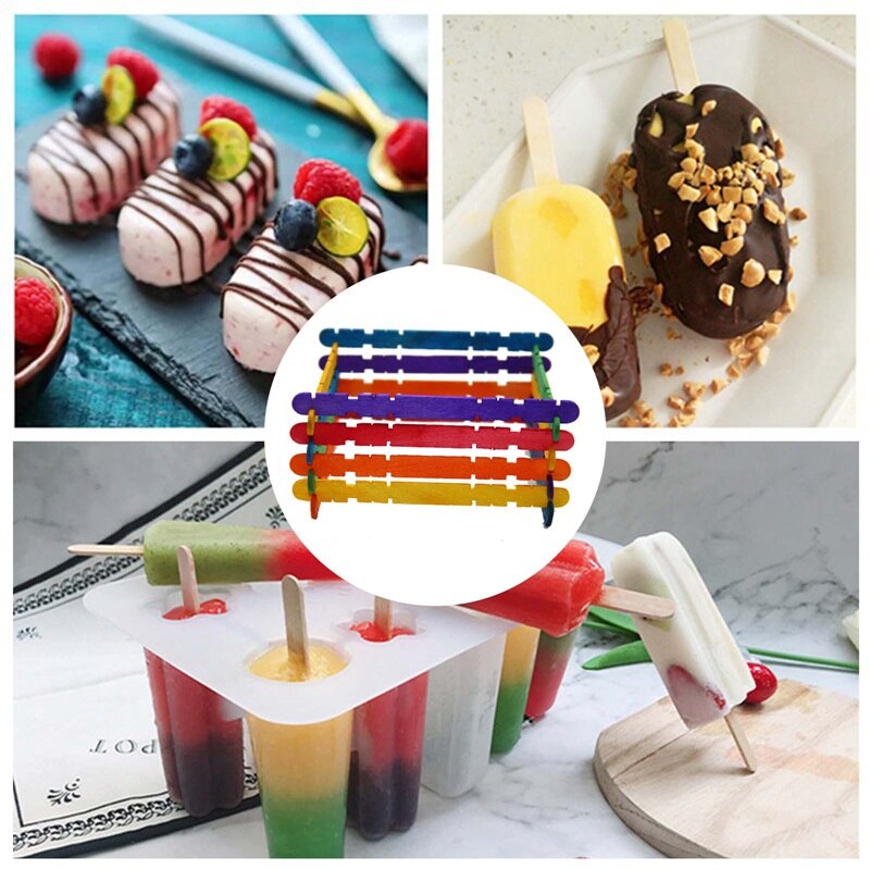 50Pcs/Set Popsicle Sticks Natural Wooden Pop Popsicle Sticks Wood Craft Ice Cream Sticks Popsicl Accesorios