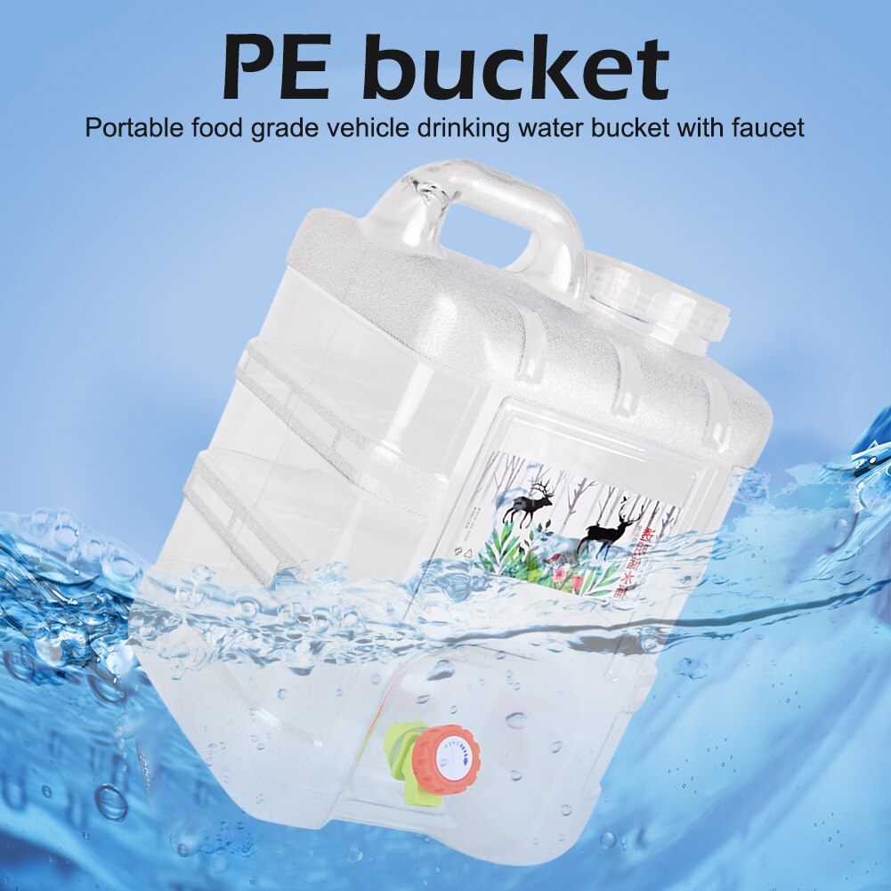 Food Grade Car Water Tank Container 10L 15L Clear Water Tank Container with Faucet Portable Car Driving Water Tank Container