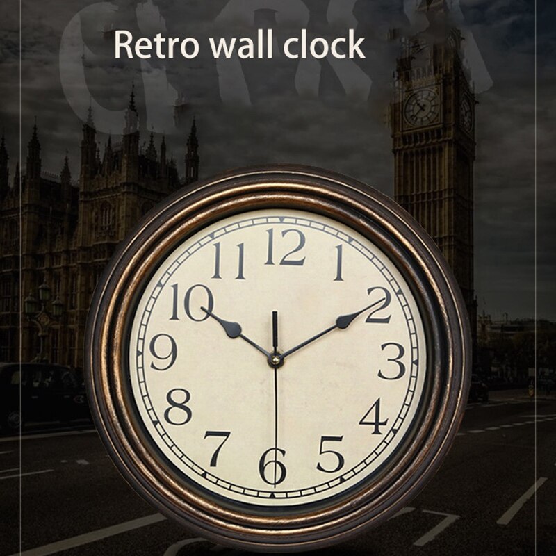 12 Inch Silent Retro Wall Clock Quartz Decorative Table Dial Battery Non-Ticking Digital Clock for Bedroom