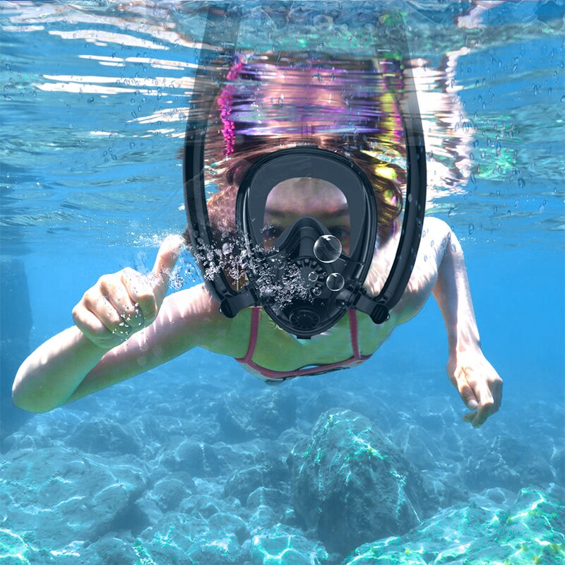 Adult Swimming Diving Mask Double Breathing Tube Anti Fog Full Face Snorkeling Mask For Underwater Scuba Dive