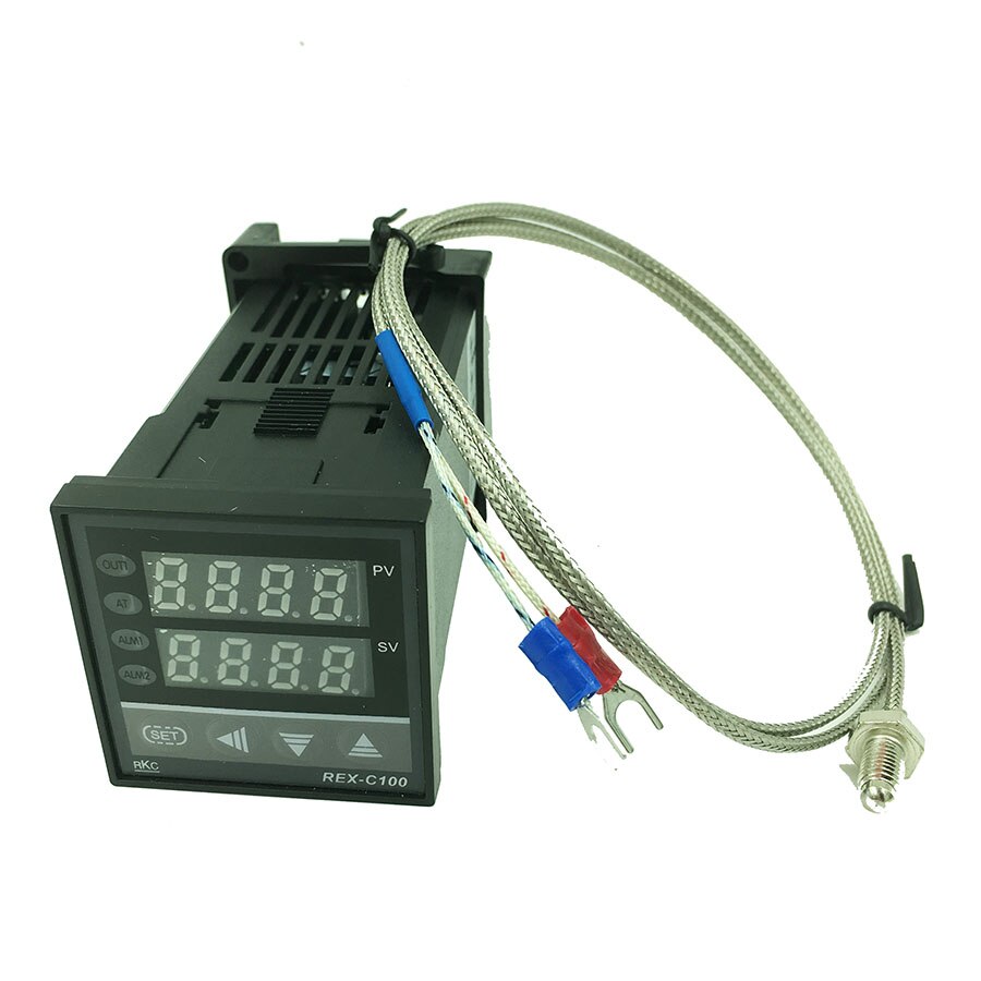 REX-C100 Digital PID Temperatur Control Controller Thermostat Relais ausgang 0 zu 400C mit K-typ Thermoelement Sonde Sensor: Licht Grau