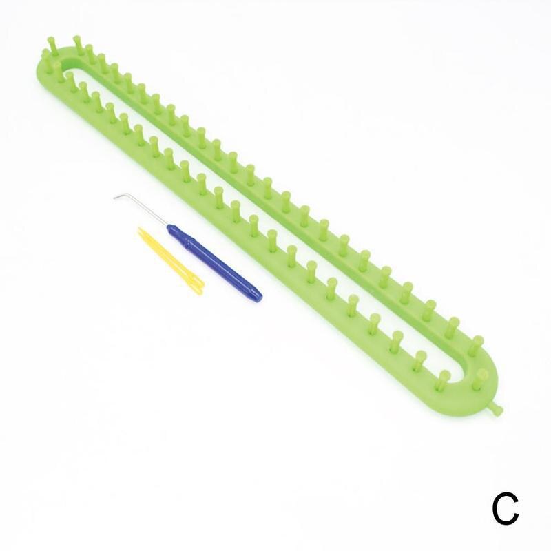 DIY Hat Weaving Loom Knitting Knitter Kit Plastic Pompom Sock Scarf Scarves Maker Plastic Long Handle Weaving Tool: C