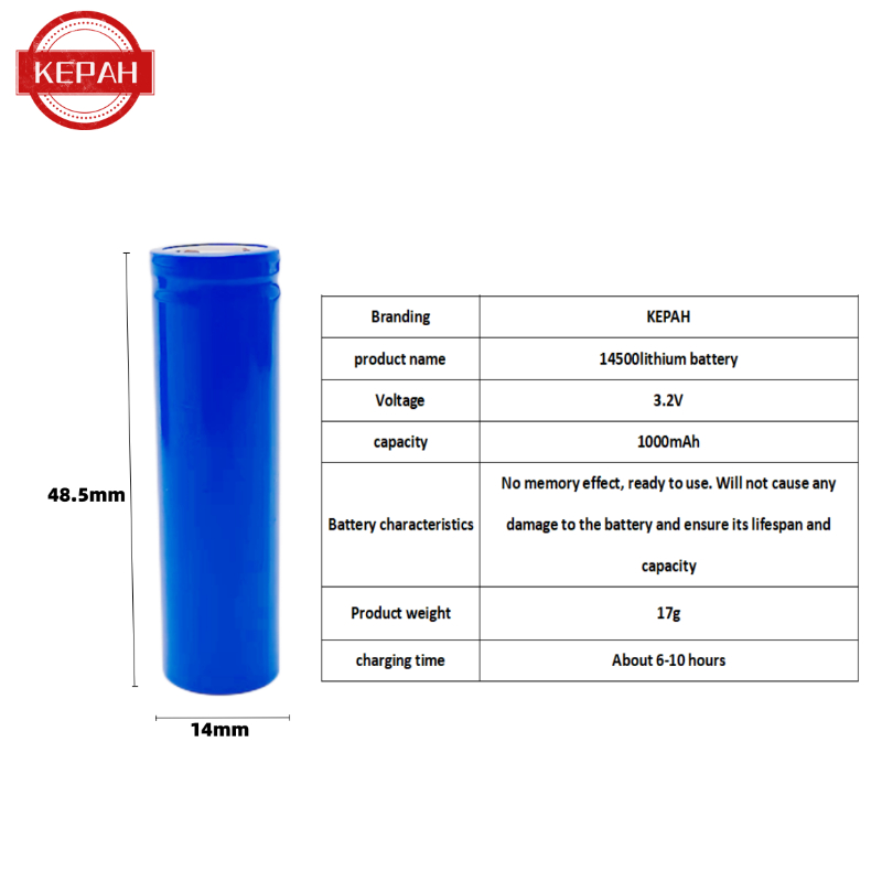 14500 Lithiumbatterij, Grote Capaciteit, High-Power 3.2V Oplaadbare Batterij, Multifunctionele En Duurzame 1000Mah