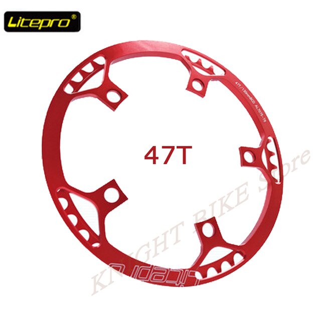 Litepro ultralet 130 bcd 45t 47t 53t 56t 58t a7075 alu bmx kædering foldecykel bmx kædehjul cykel kranksæt tand: 47t røde