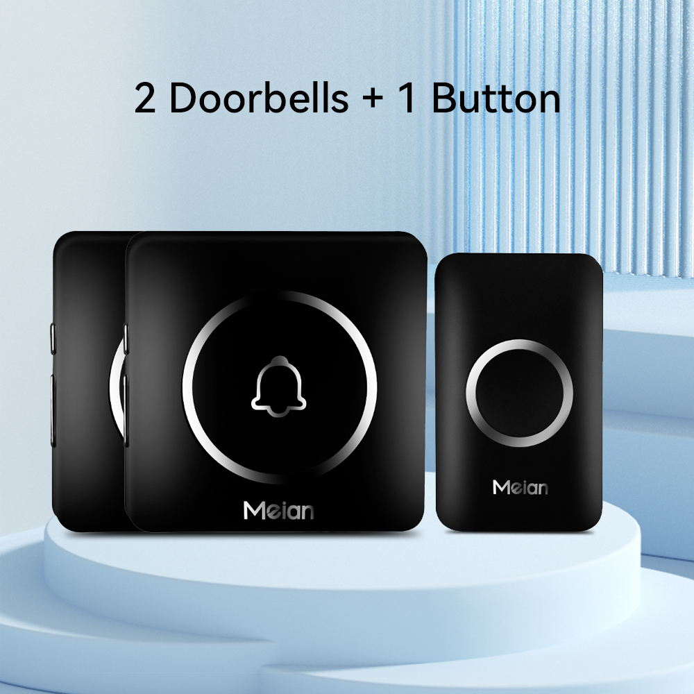 Meian-sonnette sans fil extérieure, sonnette de bienvenue pour maison intelligente, sonnette de porte étanche IP65, Kit de carillon, sonnerie 60, alarme Flash LED: Ivoire / PRISE AMÉRICAINE