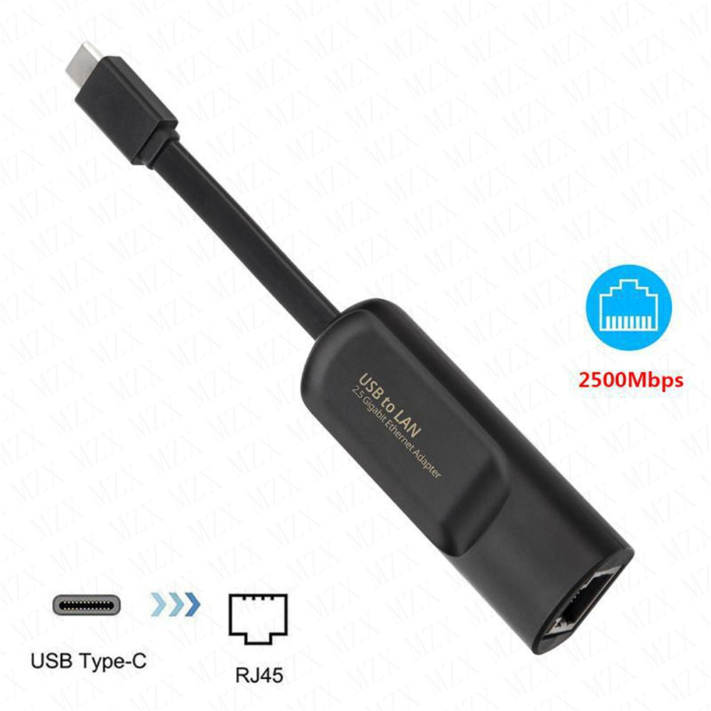 2.5G 2500Mbps Network Card Gigabit Ethernet Adapter USB 3.0 Type C to RJ45 Lan Wired Converter Driver Free PC Laptop Accessories: black