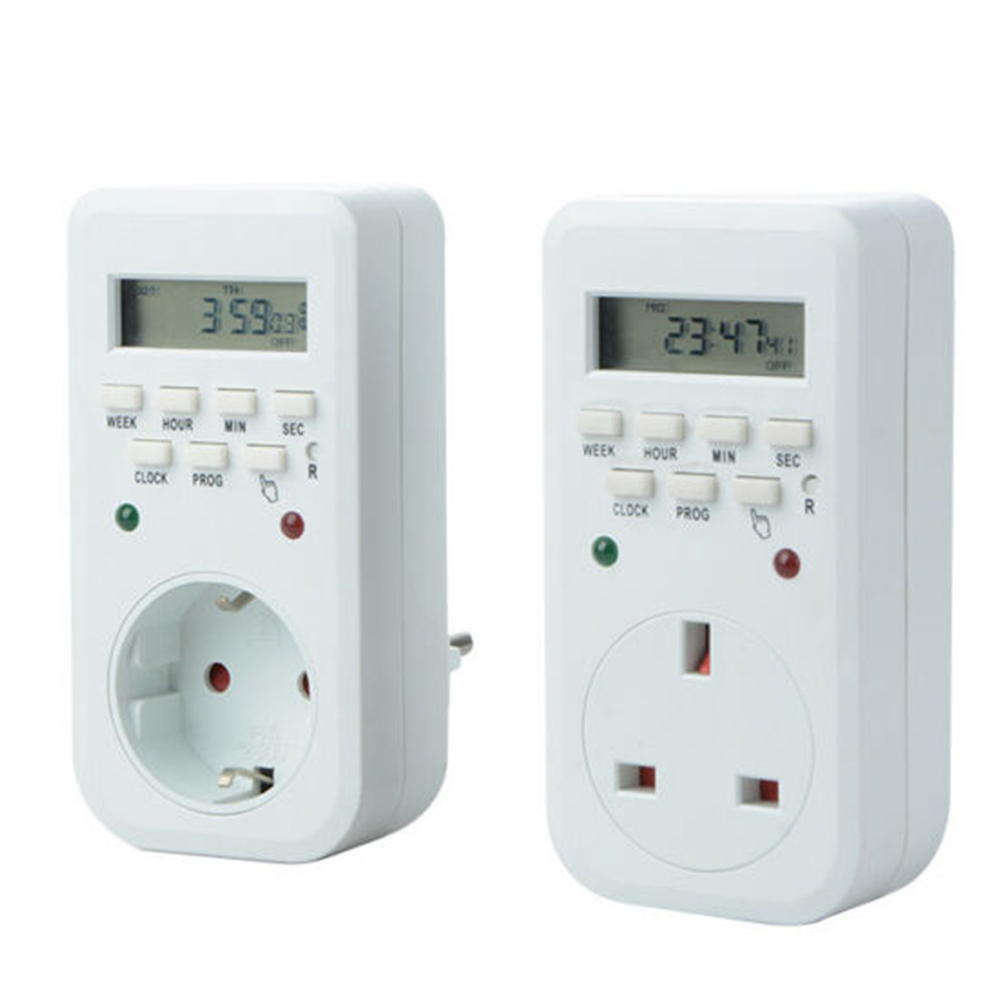 UK/EU Plug LCD Digital Timer Outlet 7 Day Programmable Wall Timer Switch Timer Switch Light Switch Timer Programmable