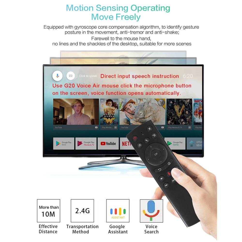 G10/G20/G30 Voice Remote Control 2.4G Wireless Air Mouse Microphone Gyroscope IR Learning For H96MAX tv box android vs g50S