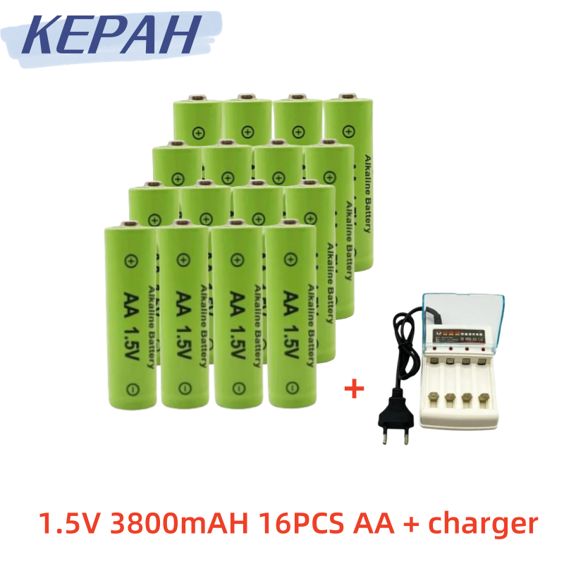 1.5V AA3800mAh rechargeable battery, 1 5V charger, AA flashlight, toy watch, MP3 player, wireless keyboard, wireless mouse: Pink