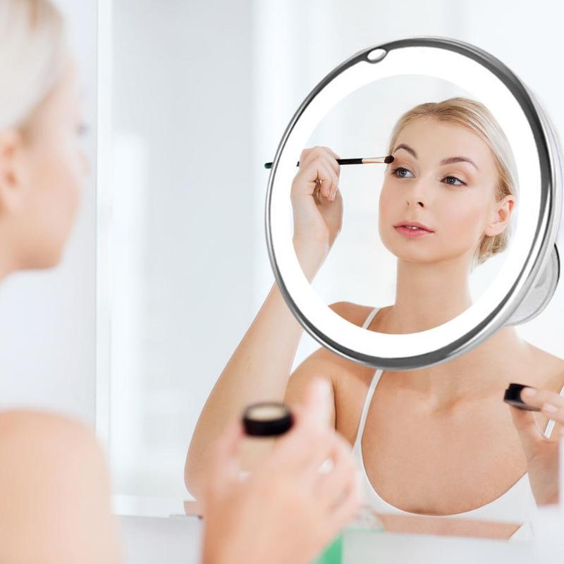 360 graders rotation led makeup spejle rund sugekop 10x forstørrelsesbelyste makeup spejle makeup værktøjer