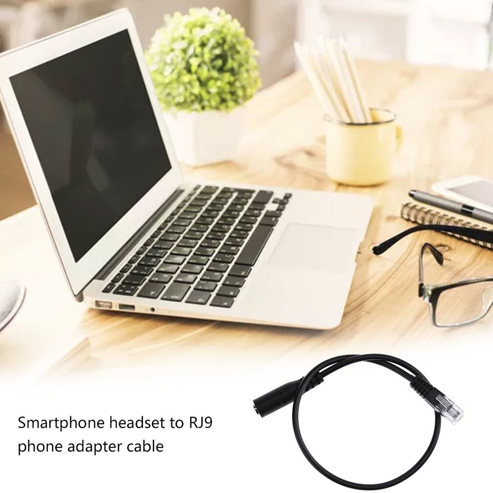 Practical Headset Buddy 3.5mm Smartphone Headset to RJ9 Phone Adapter Cable Useful Cable High Performance