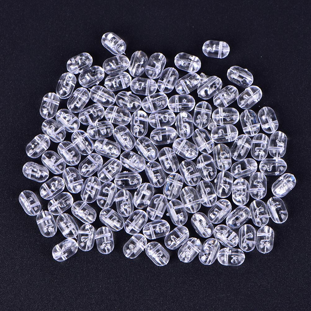 100 Stks/partij 5*8 Mm Vissen Plastic Transparant Clear Oval Kralen Dubbele Parel Boor Cross Kralen