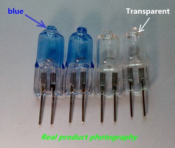 10 stk (5 æsker) halogen  g4 12v 20w transparente/blå hvide/varm lys overfladebelægning blå 12v g4 20w blå krystal lysperler