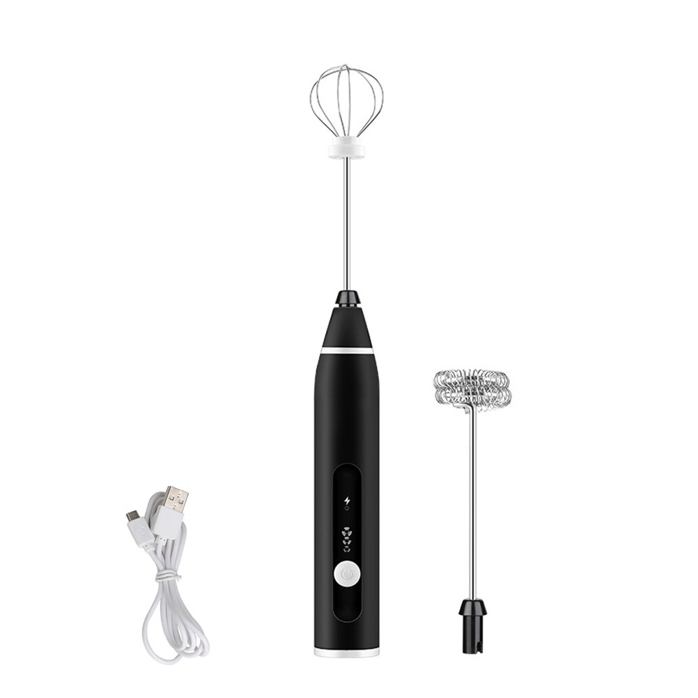 Electric Milk Frother Egg Foam Coffee Maker For Milk Cappuccino Whisk Tools Practical Kitchen Baking Tool For Coffee Chocolate: Black