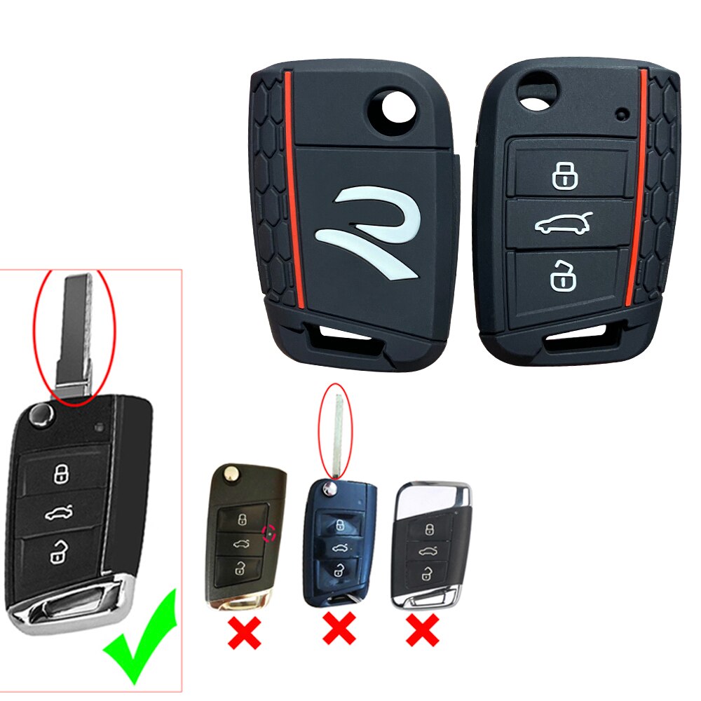 3 Knop Siliconen Key Case Houder Voor Vw Polo Golf 7 Voor Seat Leon 5f Ibiza Rapid Octavia Karoq Voor skoda Rapid Fabia Ibiza Leon: A black