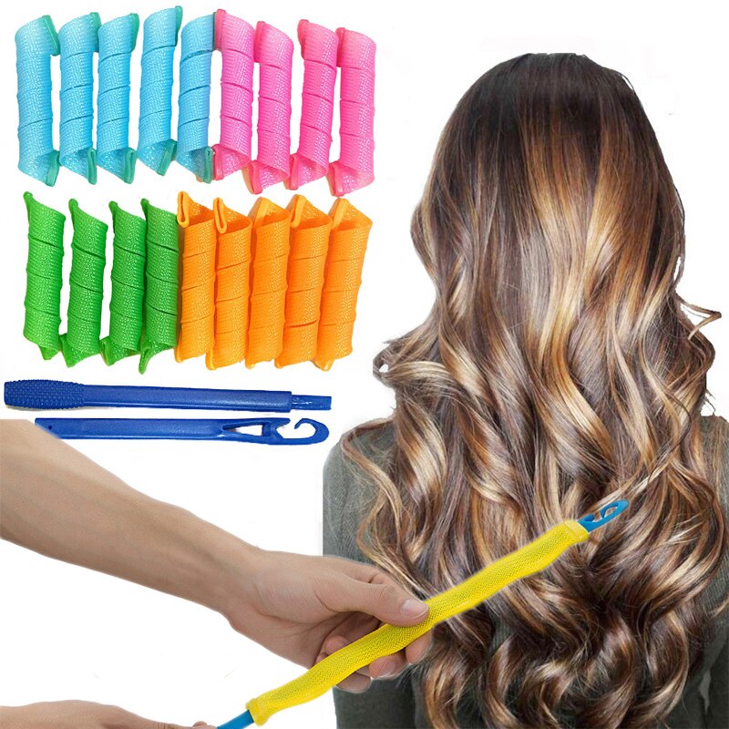 18 pz bigodino di capelli magico portatile accessori per lo messa in piega dei capelli bigodini di capelli strumento per lo messa in piega dei capelli di bellezza non dannoso rulli per capelli fai da te