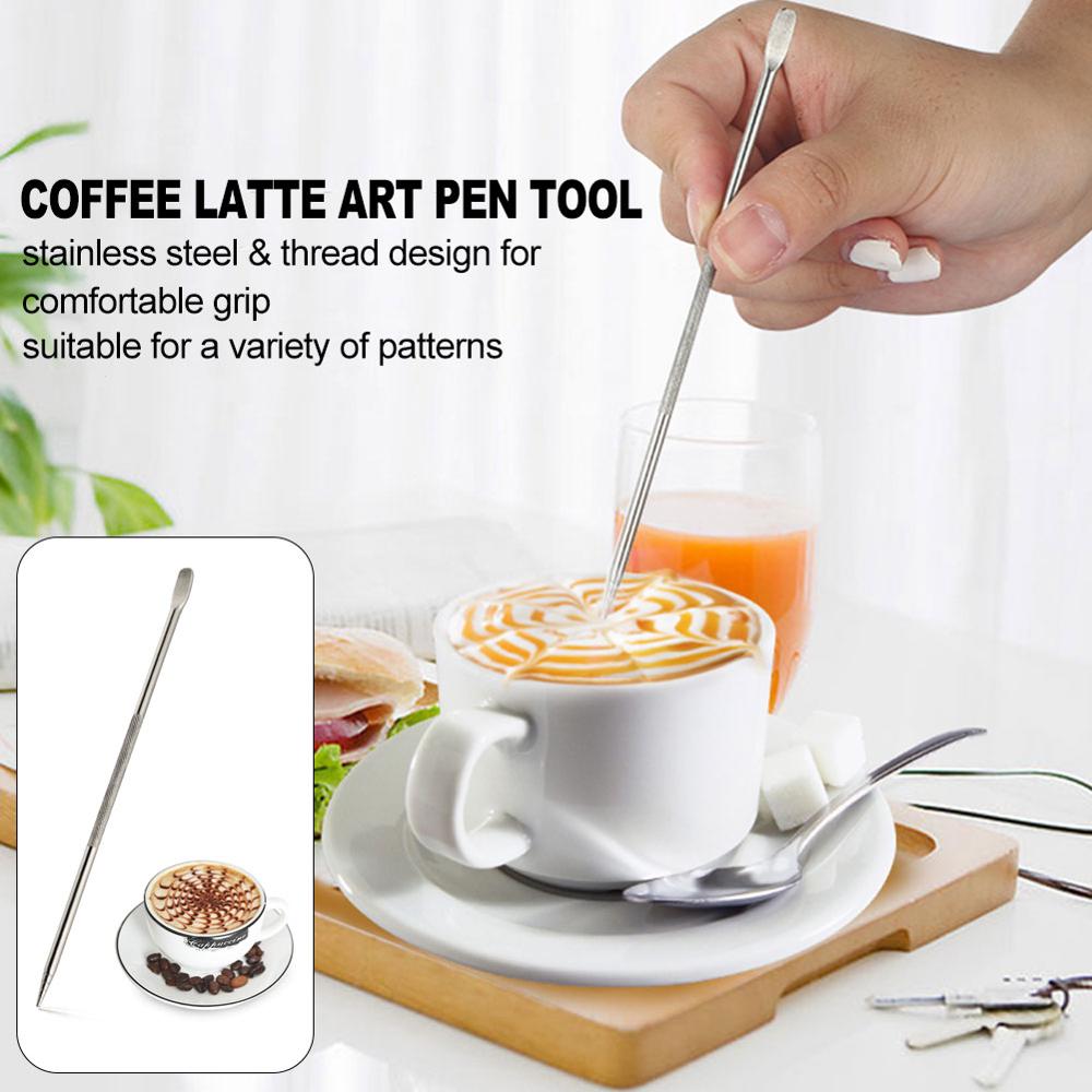 1 stk barista cappuccino espresso kaffe dekoration latte art pen tamper nål fancy kaffe mixer værktøj
