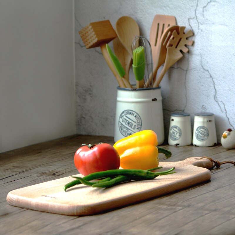Utensilios de cocina de madera de haya Natural, 30cm, herramientas de cocina, cuchara de madera, pala, servidor de espagueti, ranurado