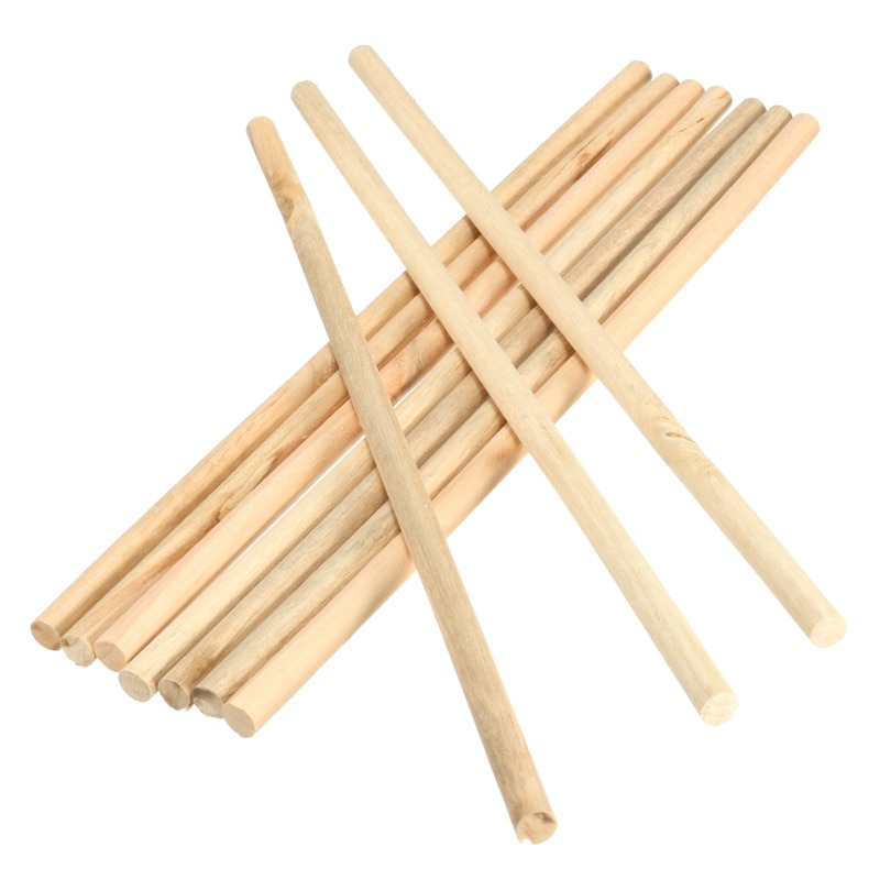 Kiwarm 10 st/set enkla 20cm naturliga färger runda träpinnar pluggar stavar för diy hem trädgård dekoration verktyg tillbehör