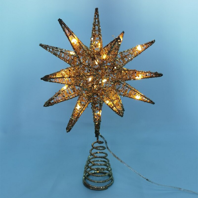 Christmas Tree LED Star Tree Topper Battery Operated Treetop Decoration Hanging Xmas Decoration Ornament Topper: A