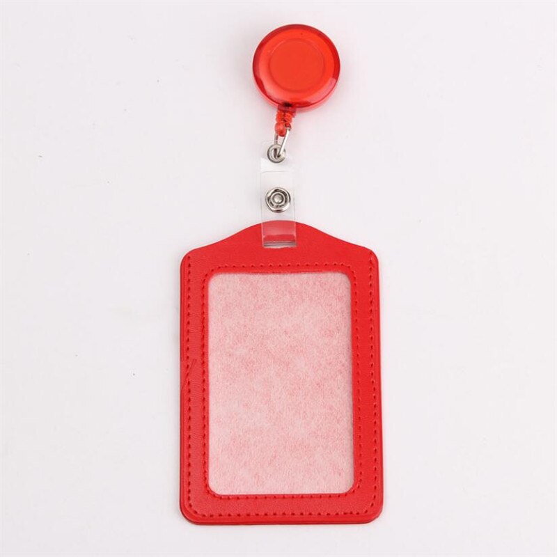 Bank Credit Card Houders Bus Id Identiteitskaarten Case Multicolor Badge Met Intrekbare Reel Werk Card Cover Pu Leer Kaarthouder: Rood