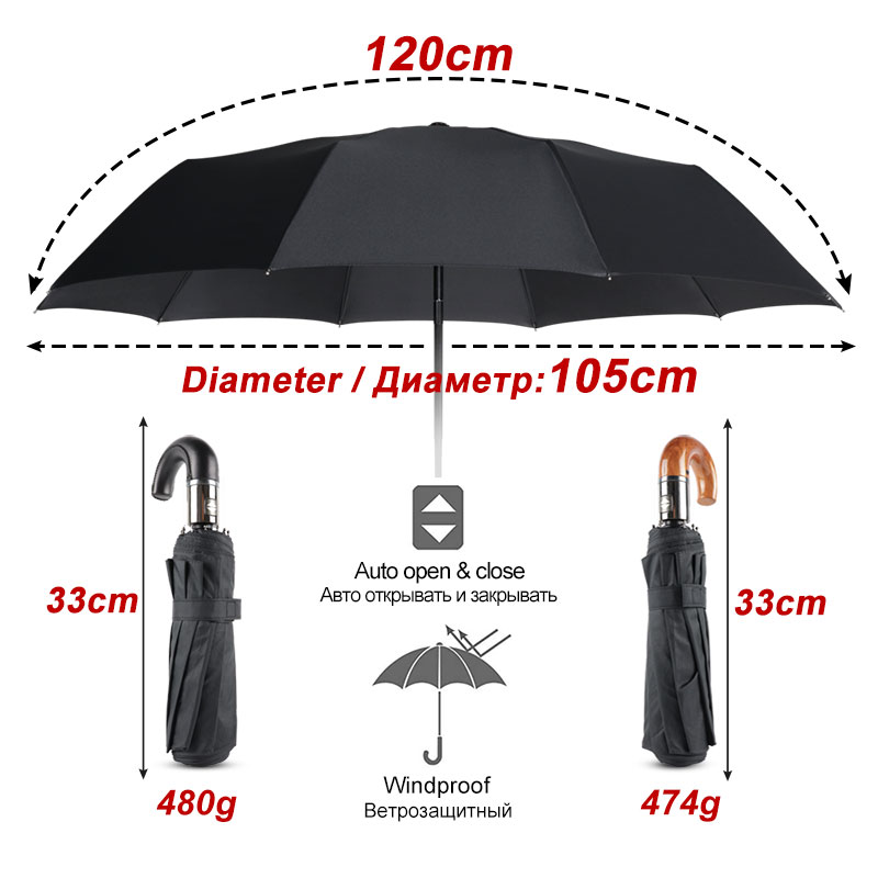 TOPX Klassische Englisch stil Regenschirm Männer Automatische Starke WindResistant 3 Falten Regenschirm Regen Geschäft Frauen Sonnenschirm