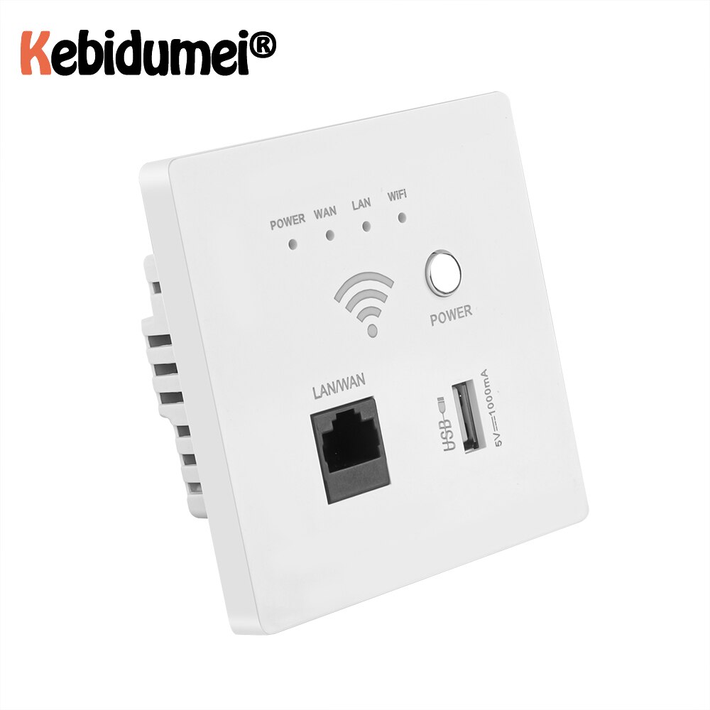 Kebidumei-repetidor de wi-fi inteligente, 300mbps, 220v, extensor de parede embutido, painel de roteador, entrada usb rj45